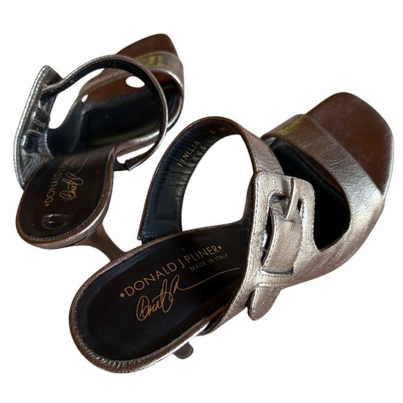 Donald J Pliner Bronze Metallic Side Buckle Sandals with Heels size 8 - Picture 11 of 16